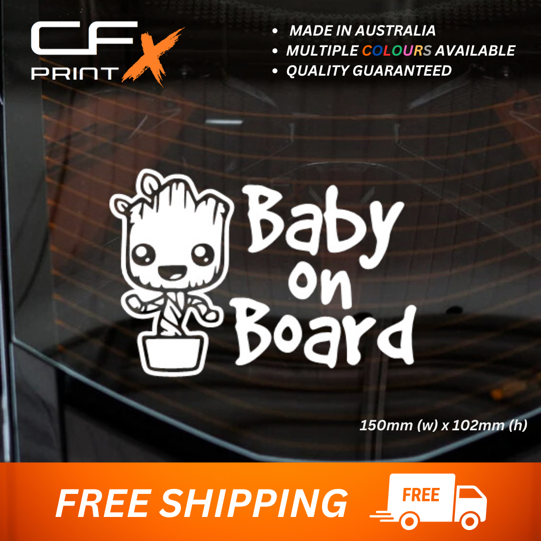 GROOT BABY ON BOARD Funny Vinyl Sticker Decal For Car/Boat/Caravan