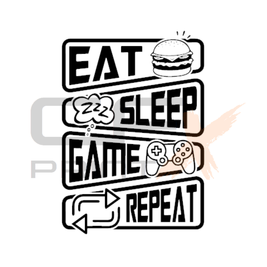 EAT SLEEP GAME REPEAT 1 Vinyl Sticker Decal For Car/Boat/Caravan